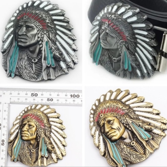 New Native American Indian chief head belt buckle - Picture 5 of 8